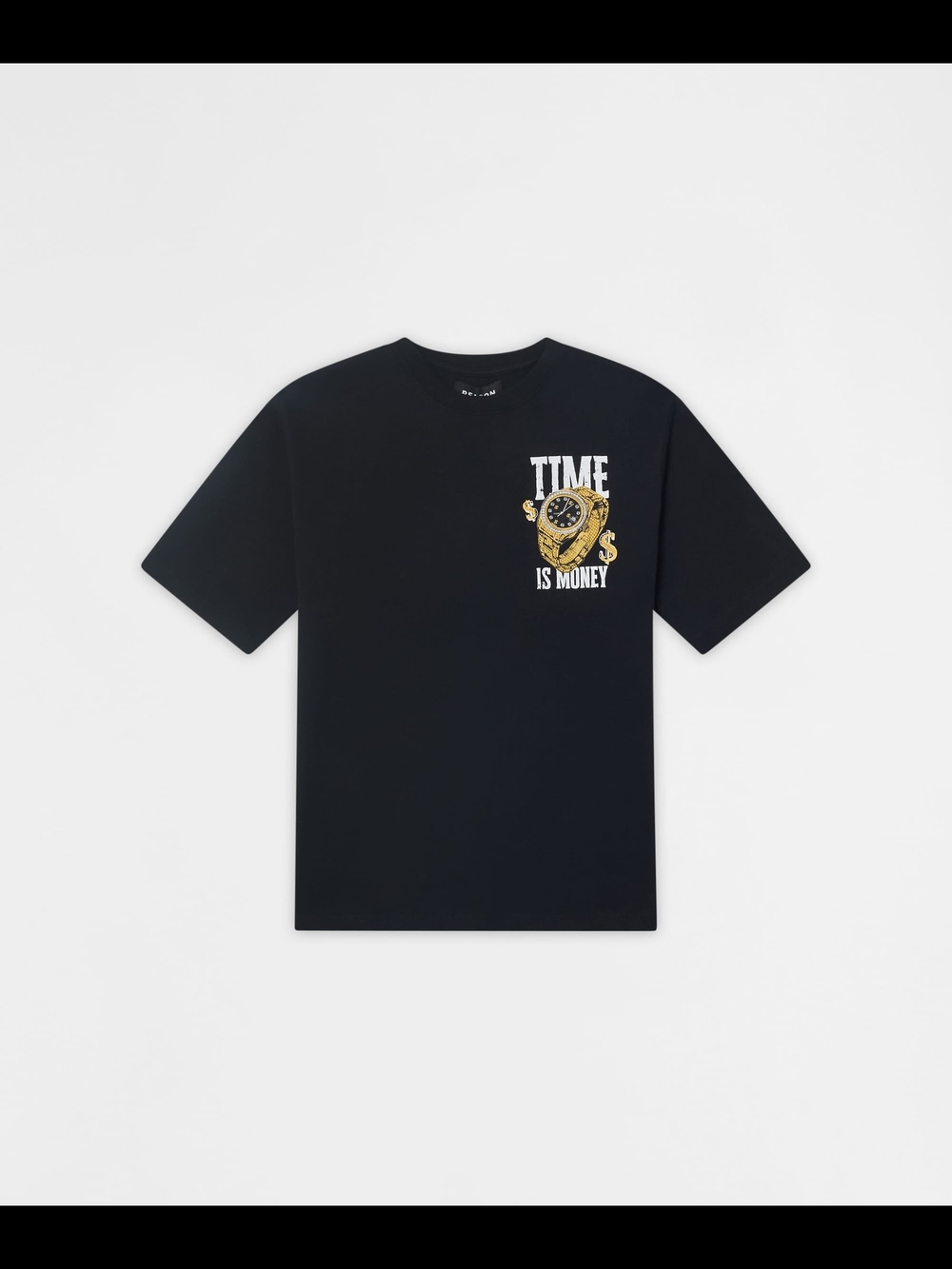 Reason Black Short-Sleeve Tee with Gold 'Time Is Money' Graphic
